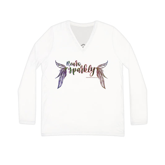 Neurosparkly x Discordia University Women's Long Sleeve V-neck Shirt (AOP)