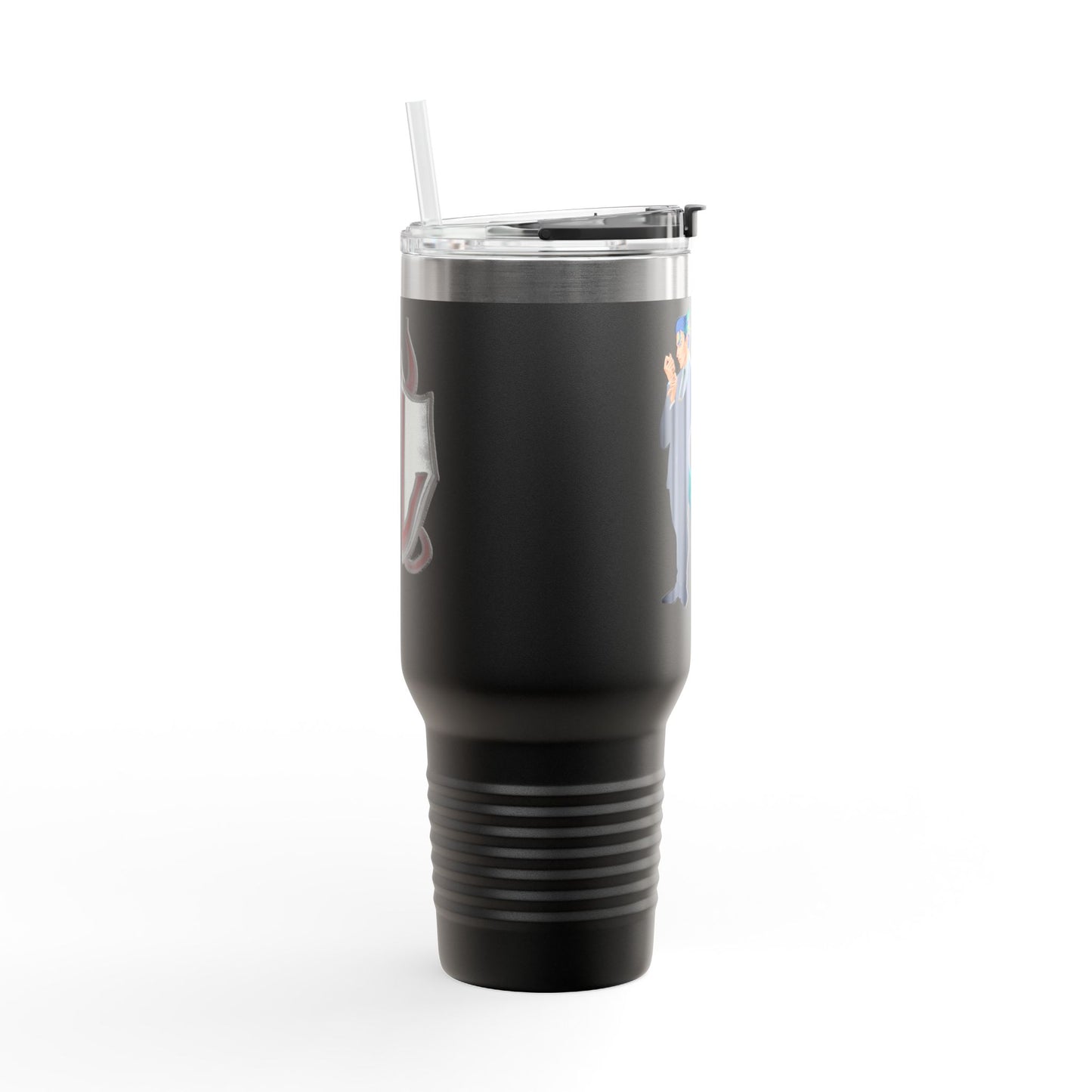 Cassandra Featherstone x Phantom Dame 'Anton' (Discordia University) Insulated Travel Mug, 40oz 40oz Height, in 9.84 Width with handle, in 5.79 Diameter, in 4.02 This insulated travel mug is designed for adventure, featuring a durable 100% stainless steel