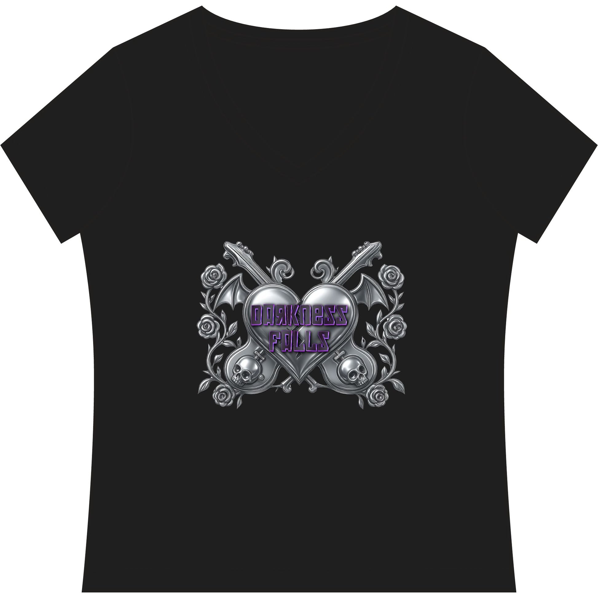 Darkness Falls COM Band Tee Women's Relaxed Fit V-Neck