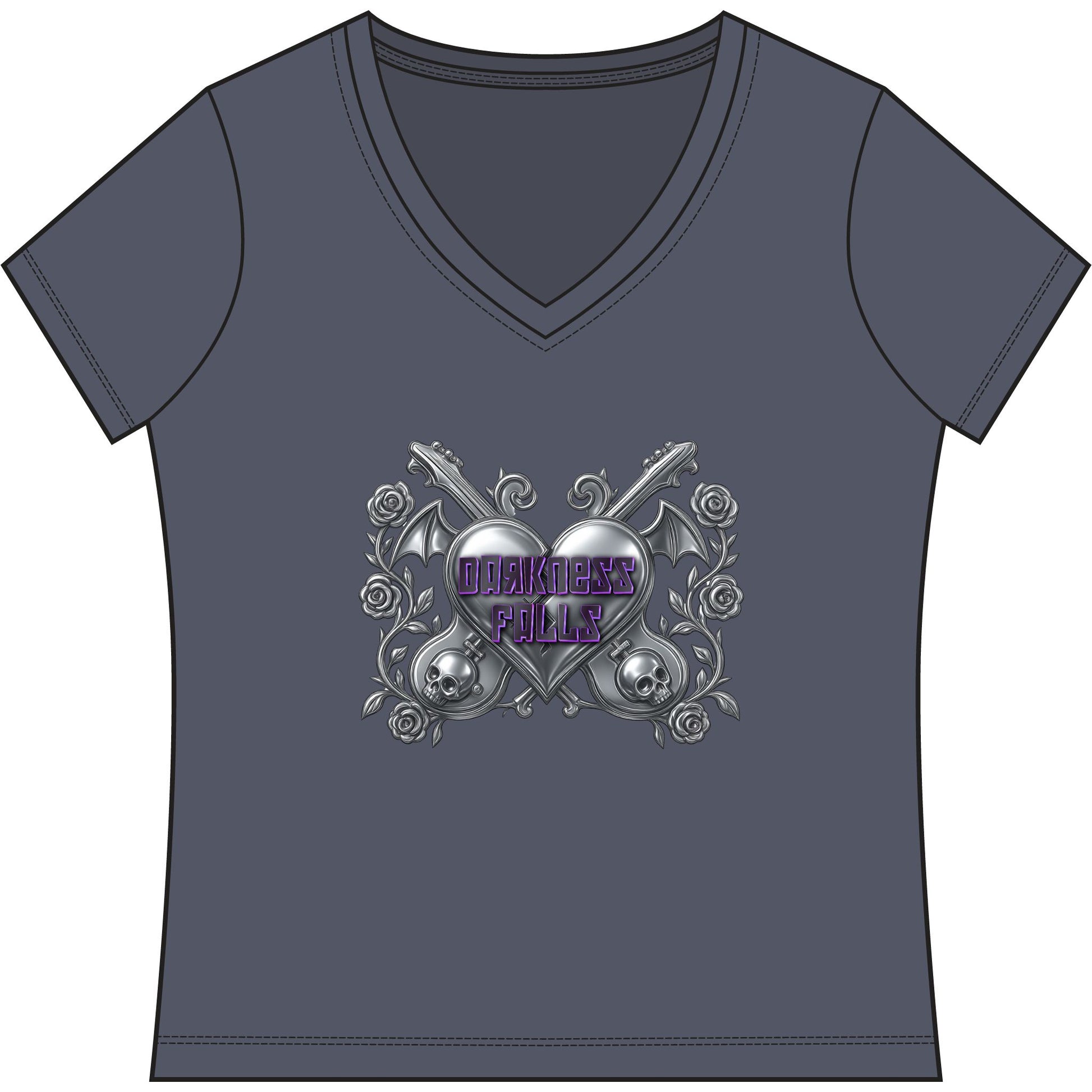 Darkness Falls COM Band Tee Women's Relaxed Fit V-Neck