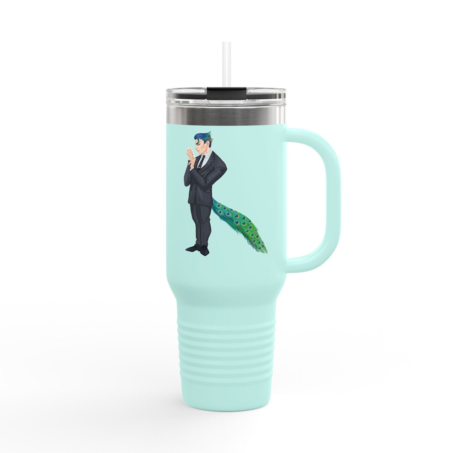 Cassandra Featherstone x Phantom Dame 'Anton' (Discordia University) Insulated Travel Mug, 40oz 40oz Height, in 9.84 Width with handle, in 5.79 Diameter, in 4.02 This insulated travel mug is designed for adventure, featuring a durable 100% stainless steel