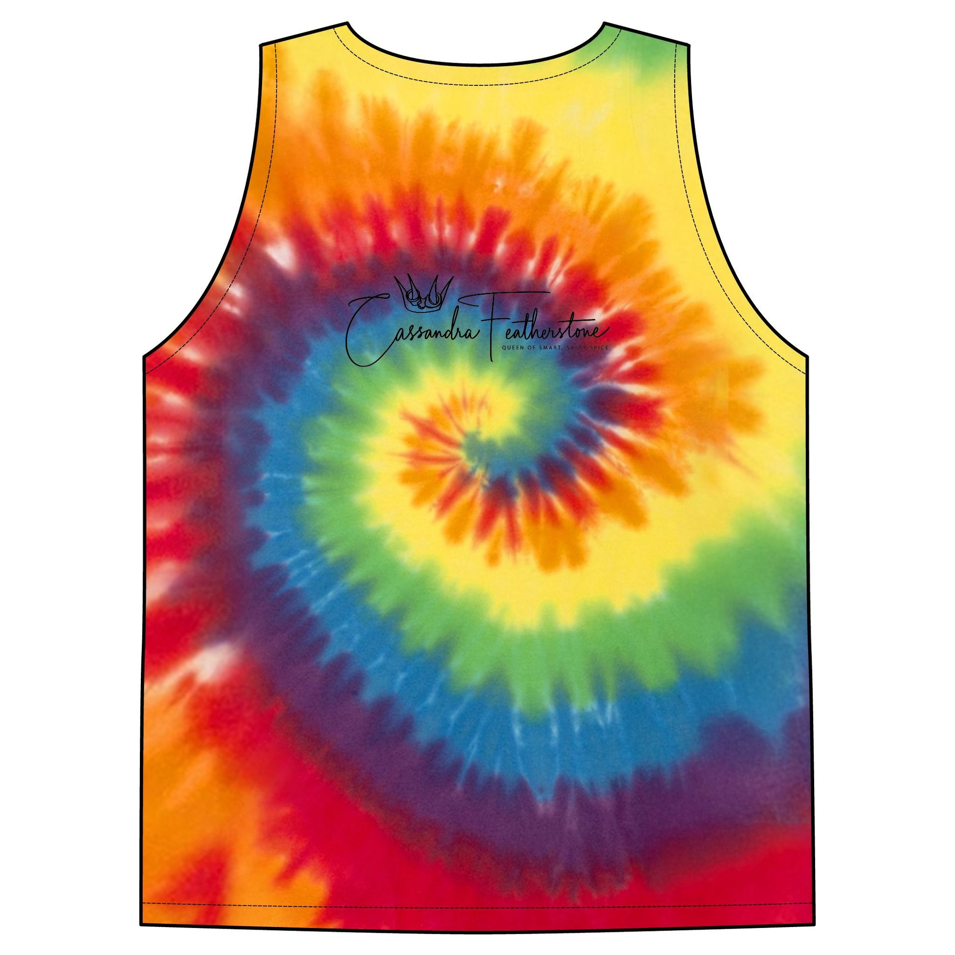 Thick Thighs WhyChoose Vibes Unisex Tie-Dye Tank Top in vibrant pink, blue, and yellow colors with a unique spiral design. Thick Thighs WhyChoose Vibes Unisex Tie-Dye Tank Top in vibrant pink, blue, and yellow colors with a unique spiral design.