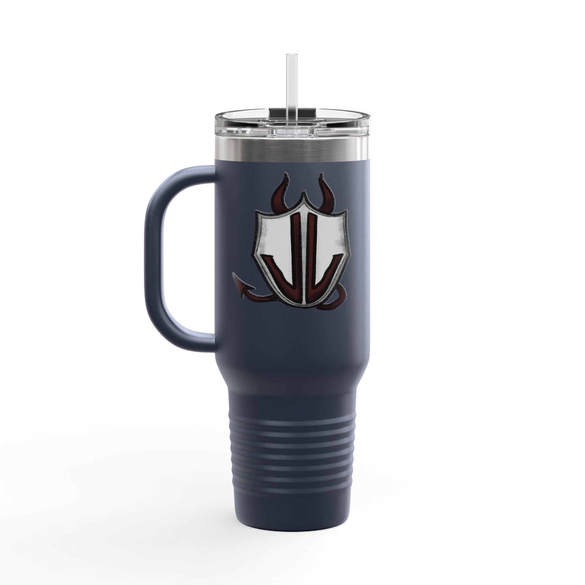 Cassandra Featherstone x Phantom Dame 'Anton' (Discordia University) Insulated Travel Mug, 40oz 40oz Height, in 9.84 Width with handle, in 5.79 Diameter, in 4.02 This insulated travel mug is designed for adventure, featuring a durable 100% stainless steel