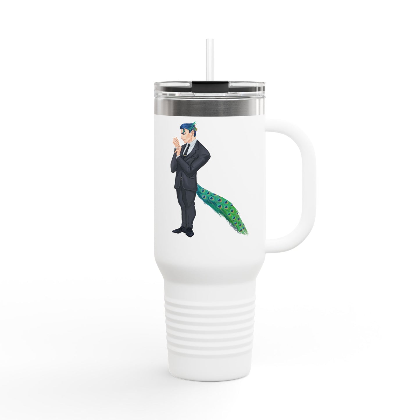 Cassandra Featherstone x Phantom Dame 'Anton' (Discordia University) Insulated Travel Mug, 40oz 40oz Height, in 9.84 Width with handle, in 5.79 Diameter, in 4.02 This insulated travel mug is designed for adventure, featuring a durable 100% stainless steel