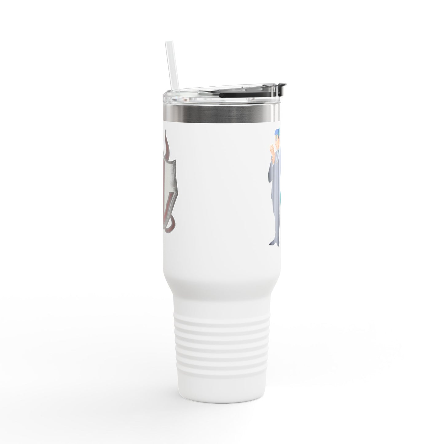 Cassandra Featherstone x Phantom Dame 'Anton' (Discordia University) Insulated Travel Mug, 40oz 40oz Height, in 9.84 Width with handle, in 5.79 Diameter, in 4.02 This insulated travel mug is designed for adventure, featuring a durable 100% stainless steel